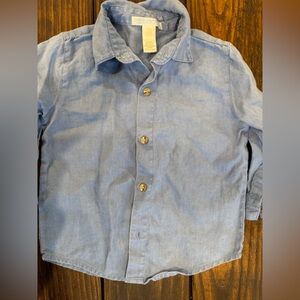 Boys Button-Up boys Shirt. 100% linen. Janie and Jack size 18-24 months blue
